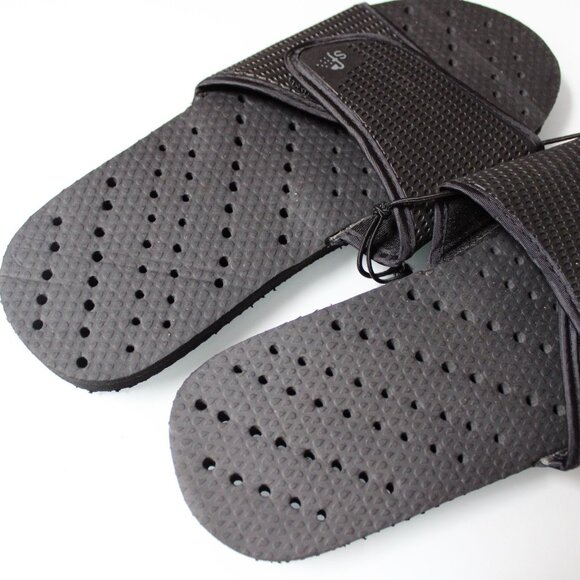 Showaflops Black Solid Shower Sandals Flip Flops Size 7 Mens Slip Resistant NWOT - Picture 3 of 7